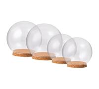 Cabilock Lot de 4 Dômes en Verre Délicat avec Bouchon en Liège, Couvercle pour Fleurs Immortelles, Diamètre 10 Cm et 12 Cm, Décoration Intérieure Élégante pour Micro-paysages et
