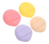 Cabilock Lot de 4 Éponges à Maquillage Rondes en Mousse Épaisses, Doubles Faces, Ruban Élargi, Applicateurs Polyvalents pour Fond de Teint, Poudre et Blush, Usage Visage Sec ou Humide,