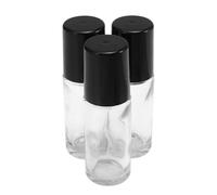Cabilock Lot De 4 Flacons Roll-on D'huile Essentielle 30 Ml Cylindriques Transparents, Bouteilles Vides Rechargeables Anti-fuite Pour Voyage Et Utilisation Personnelle, Design Portable Noir