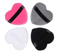Cabilock Lot de 4 Houppettes à Poudre en Coton 100% Pur, Grandes Formes Cœur Multicolores, Applicateurs Doux pour Maquillage Visage et Corps, Coussins Cosmétiques Réutilisables pour