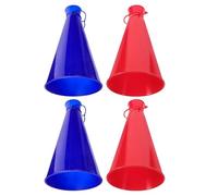 Cabilock Lot de 4 Mégaphones D’Encouragement en Plastique Imperméable Mini Trompettes de Stade Rouges et Bleues Accessoires Portables pour Supporters Sportifs pour Fêtes et Événements