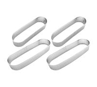 Cabilock Lot de 4 moules à perforés : moule à pâtisserie ovale en acier inoxydable, mini-moule à gâteau, petit moule à tartelettes à croûte de fruits perforé pour la pâtisserie et la cuisine à
