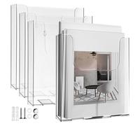 Cabilock Lot De 4 Porte-Brochures Muraux A4 Porte-Documents Mural en Acrylique Transparent Présentoir De Fichiers A4 Organisateur De Menus pour Bureau Maison École