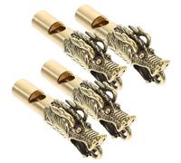 Cabilock Lot de 4 Porte-clés Sifflets D'extérieur en Laiton, Sifflet de Randonnée Portable Design Tête de Dragon, Mini Taille, Survie Camping, Urgence et Activités Plein Air