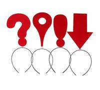 Cabilock Lot de 4 Serrage-Têtes Fantaisie Rouges Pointe de Flèche Point D’Exclamation Point D’Interrogation et Symbole de Localisation Bandeaux Rembourrés pour Femmes et Filles
