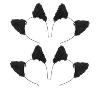 Cabilock Lot de 4 Serrage-Têtes Oreilles de Renard en Peluche Noire et Blanche Accessoires Cheveux Mignons en Fourrure Serrage-Têtes Animaux Légers pour Fêtes Cosplay et Événements
