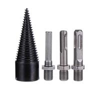 Cabilock Lot de 4 set de Forets Coniques à Bois de Chauffage 32 MM Tige Hexagonale Rallonges Carrée et Ronde 1/2 Outil de Fendage pour Perceuse Électrique Foret Anti-Dérapant