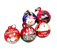 Cabilock Lot de 5 Boîtes à Bonbons Métalliques Rondes et Suspendues Motif de Noël, Décorations Créatives et Multi-usages Maison Commerce Plusieurs styles