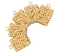 Cabilock Lot de 5 Breloques Croix Rectangulaires en Acier Inoxydable Doré Pendentifs DIY pour Colliers et Bracelets Breloques Religieuses Résistantes à la Décoloration Accessoires
