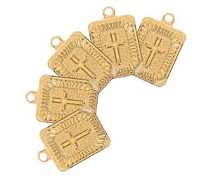 Cabilock Lot de 5 Breloques Croix Rectangulaires en Acier Inoxydable Doré Pendentifs DIY pour Colliers et Bracelets Breloques Religieuses Résistantes à la Décoloration Accessoires