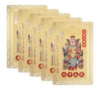 Cabilock Lot de 5 Cartes amulettes Feng Shui : Carte du général Taisui Chinois pour la Chance et la Protection - amulette Portable en cuivre pour Portefeuille ou Collier, décoration du Nouvel an