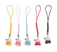 Cabilock Lot De 5 Pendentifs Porte Clé Forme De Chat - Bijoux De Telephone Maneki Neko Fortune - Feng Shui - Richesse - Santé - Symbole Pour Porte-CléS Deco Voiture, Cuivre