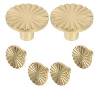 Cabilock Lot de 6 Boutons de Meuble en Alliage de Zinc Doré Brossé Poignées de Tiroir Rondes Grand Modèle Boutons Décoratifs pour Commode Armoire Cuisine