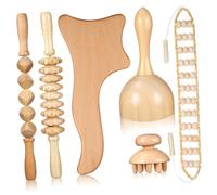 Cabilock Lot de 6 Outils de Massage en Bois pour Soulager la Fatigue et Apaiser les Muscles, Rouleaux en Bois Adaptés Travail de Bureau Prolongé
