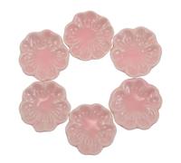 Cabilock Lot de 6 Petits Porte-Parfum en Céramique Rose Forme Fleur de Cerisier Japonaise, Plateau Décoratif Récupération de Cendres, pour Bureau, Salon et Contemplation