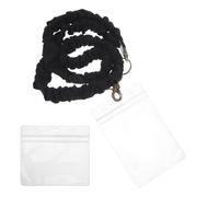 Cabilock Lot de 6 Set de Cordons Porte-badges Élastiques Extensibles en Polyester Noir, Porte-clés Rétractable Lanières pour Badges D'identification, Bureau, Enseignants et Usage Quotidien