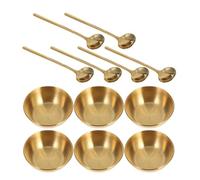 Cabilock Lot de 6 soucoupes rondes en acier inoxydable, mini-assiettes individuelles pour condiments, apéritifs, puddings, sushis, dorées, 8,3 cm