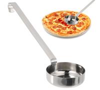 Cabilock Louche à Sauce Facile à Nettoyer pour Pizza en Acier Inoxydable Argenté Cuillère à Fond Plat Cuisine Familiale et Service de Jus
