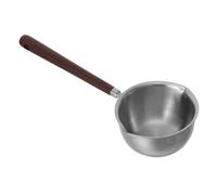 Cabilock Louche à Soupe avec Double Bec Verseur en Acier Inoxydable 304, Manche Long en Bois, Cuillère Inclinée avec Échelle de Mesure pour Usage Cuisine et Restaurants