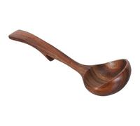 Cabilock Louche en Bois d'Acacia 24X7 CM Grosse Cuillère à Soupe à Long Manche Incurvé avec Crochet Arrière Ustensile Cuisine pour Remuer Servir Soupes et Porridges Louche de Service