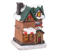 Cabilock Maison De Noël Lumineuse Résine Villa Décorative pour Bureau Et Maison avec LED Jaune Et Paillettes Scintillantes