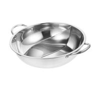 Cabilock Marmite en Acier Inoxydable 34 CM avec Séparateur Casserole à Double Pot à Fondue Divisé Cuisiner à pour Repas Familiaux et Restaurants