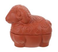 Cabilock Marmite en terre cuite en forme de mouton avec couvercle - Bol à soupe individuel - Pot en argile multi-usages de 300 ml pour soupes, œufs et céréales