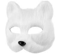 Cabilock Masque de Renard Blanc Demi-visage, Personnalisable, Léger, Fête | Accessoires Halloween, Carnaval Halloween Fête, Yeux et Narines Ajourés, Confortable, pour Soirée Masquée