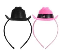 Cabilock Mini Chapeau Haut-de-Forme Marron et Serre-Tête Cowgirl en Tissu, Accessoires de Déguisement 2pcs pour Fêtes et Célébrations de