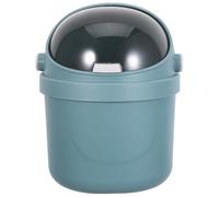 Cabilock Mini Poubelle de Bureau en Plastique Bleu avec Couvercle - Petite Corbeille Compacte 21 X 14 X 14 CM - Poubelle Décorative Portable pour Chambre Bureau ou Espace de Travail