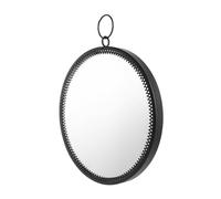 Cabilock Miroir De Rond À Suspendre Miroir Mural en Métal Petit Format Noir Perforé pour Salle De Bain Entrée