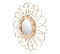 Cabilock Miroir Rotin Mural Rond 40cm, Miroir DéCoratif en Rotin pour Salle De Bain, EntréE, Salon, Tissé à La Main, Style Nordique, Khaki