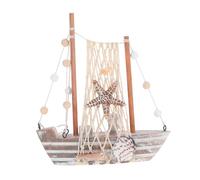 Cabilock Modèle de Voilier Nautique Côtier avec Coquillages et Filet Sculpture pour Maison Bord de Mer Salon Chambre et Bureau Accessoire de Fête Océanique