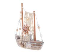 Cabilock Modèle de Voilier Vintage Décoratif avec Coquillages et Filet Décoration Nautique pour Bureau Salon ou Thème et Ancre