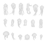 Cabilock Modèles Miniatures D’Animaux Marins 3D en Silicone 18 Pièces pour Remplissage Époxy DIY Matériau de Moulage Paysager Décoration Artisanale Kit Créatif pour Bijoux et Ornements