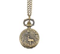 Cabilock Montre de Poche Style Rétro Élégant Motif Élan à Chaîne Sculptée Vintage Alliage Métallique et Verre pour Assortir à Toutes Tenues