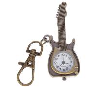 Cabilock Montre de Poche Vintage en Alliage Café Mouvement à Quartz et Miroir en Verre, Design Guitare Rétro Unique, Porte-clés Élégant pour Étudiants et Gouvernantes