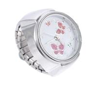 Cabilock Montre Mini-Bague Décorative en Métal Argenté Chiffres Grands et Vivants, Style Simple et Joli, Montre Ring pour Présent et Usage Quotidien