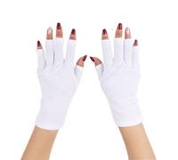 Cabilock Moufles Confortables de Protection UV Blancs en Tissu Demi-Doigts | Usage Conduite et Extérieur, Extensibles, Légers, pour Activité Sportive