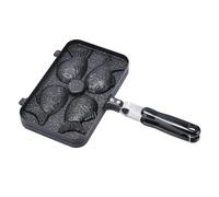 Cabilock Moule à Gaufres de Poisson Antiadhésif 4 Compartiments avec Long Manche Poêle à Crêpes Taiyaki Japonaise pour Cuisson Maison Gaufrier Créatif pour Desserts Salés et Sucrés