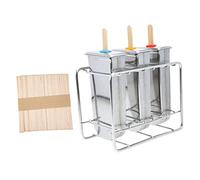 Cabilock Moules à Glace en Acier Inoxydable Ensemble de 3 Plaques Plates à Tête Ronde Cadre pour Réaliser Sucettes Glacées Barres Glacées Desserts Glacés Maison Utilisation Facile pour Famille et Amis