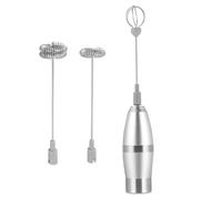 Cabilock Mousseur à Lait Électrique Portatif avec 3 Têtes Fouets en Acier Inoxydable Mixeur à Main pour Mousse Froide et Poudre Protéinée pour Café et Maison