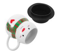 Cabilock Mug Céramique Noël avec Couvercle Tasse à Café et Thé pour Boissons Chaudes Cadeau pour Noël Tasse Snowman Décorative pour Bureau et Extérieur