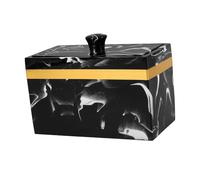 Cabilock Organisateur De Coton Cosmétique Distributeur à Deux Compartiments avec Couvercle Boîte De Rangement Marbre pour Cotons Et Tiges à Maquillage Pratique Et Élégant pour Salle