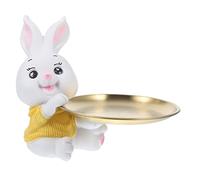Cabilock Ornement De Plateau De Lapin Plateau à Bijoux Moderne Vide Poche Lapin Figurine Lapin De Pâques Plat De Nourriture De Figurine Ménage Manquer Plaque De Boucle d'oreille Résine