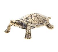Cabilock Ornement de Tortue en Laiton Rétro pour Bureau, Décoration Solide et Solide, Sculpture Traditionnelle Dorée, Figurine Décorative pour Maison ou Bureau