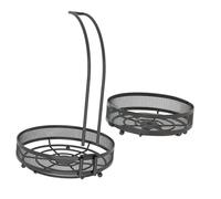 Cabilock Panier à Fruits Double Métal Noir avec Crochet Panier de Rangement Détachable pour Comptoir de Cuisine Support Aéré pour Fruits Légumes et Snacks Organiseur Multi Usage pour