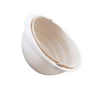 Cabilock Panier à Linge Résistant Double Couche Rotatif Panier Égouttage Spécial Étagère de Rangement à Double Niveau pour Fruits et Légumes