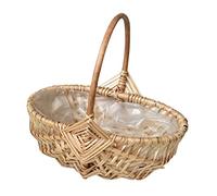 Cabilock Panier de Fleuriste Tissé la Main en Osier Anse, Panier Décoratif Rangement Rustique pour Salon Intérieur, Design Artisanal Naturel