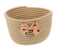 Cabilock Panier de Rangement Rond en Corde de Coton Blanc Nœud Décoratif, Panier Tressé Pratique et Joli pour Organiser Jouets et Linge D'garçon et Filles